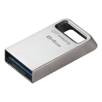 Kingston Datatraveler Micro Memoria Usb 64Gb - Usb 3.2 Gen 1 - Ultracompacta Y Ligera - Enganche Para Llavero - Cuerpo Metalico (Pendrive)
