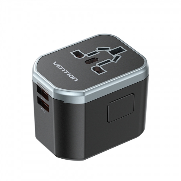 Vention Cargador De Viaje Universal - 1Xusb-C A 2Xusb - 20W - Color Negro