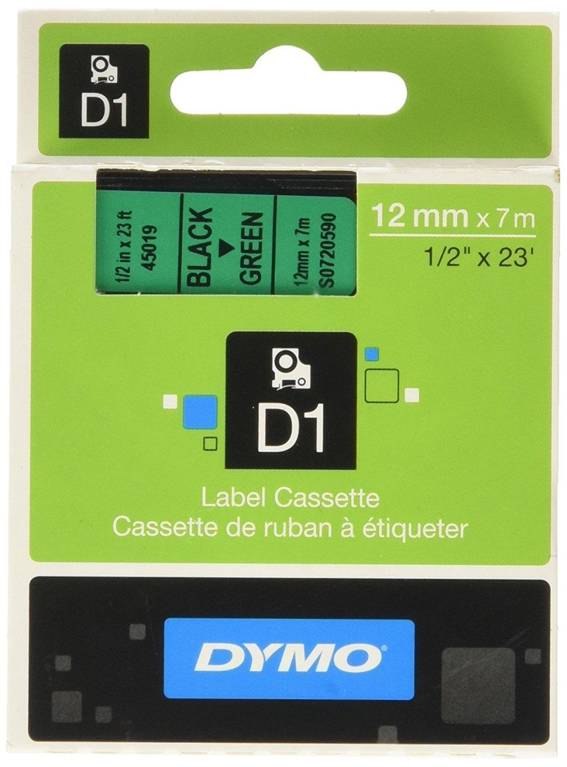 Dymo Cinta De Transferencia Termica D1 45019. Etiquetas Estándar Negro Sobre Verde De 12Mmx7M.poliester Autoadhesiva. Rotuladora Labelmanager