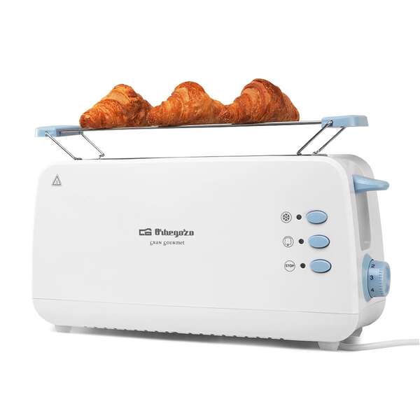 Orbegozo To 4012 Tostadora De Ranura Larga Multifuncional - Potencia 850W - Termostato Regulable - Funcion Descongelacion Y Recalentamiento - Bandeja Recogemigas - Almacenamiento Comodo