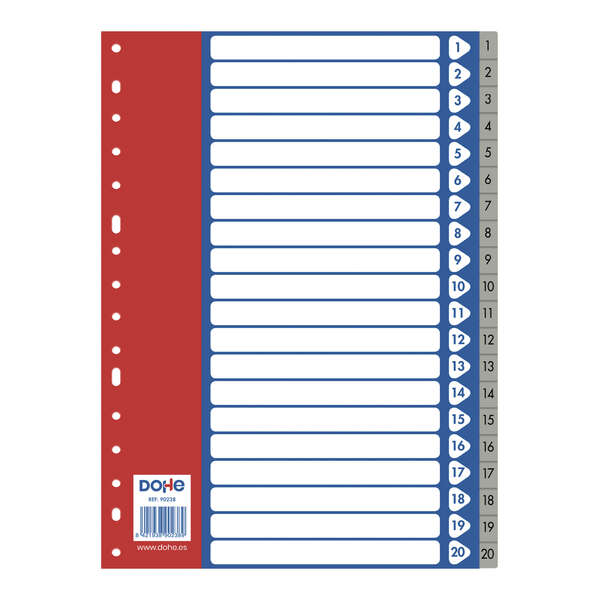 Dohe Separadores Para Archivadores Y Carpetas De Anillas - 120 Micras - Multitaladro De 16 Perforaciones - Bolsa Autoadhesiva Individual