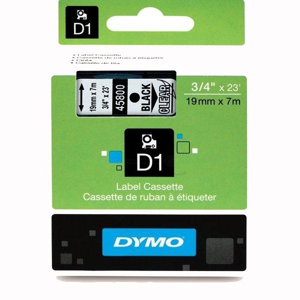 Dymo Cinta De Transferencia Térmica D1 45800. Etiquetas Estándar Negro Sobre Transparente De 19Mmx7M. Poliester Autoadhesiva. Rotuladora Labelmanager