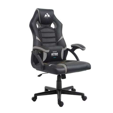 Cromad Serie Nitro Silla Gaming - Altura Regulable Con Piston De Gas Clase 2 - Cojin Lumbar - Color Negro/Gris