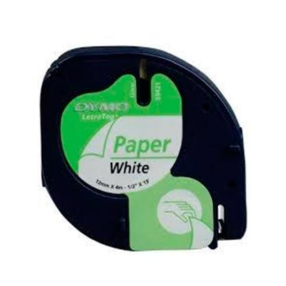 Dymo Cinta 91200, Negro Sobre Blanco De 12Mmx4M, De Papel. Rotuladora Letratag