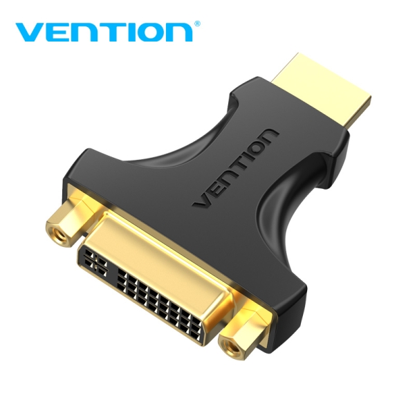 Vention Adaptador Hdmi A Dvi - Chapado En Oro - Direccion Dual - Resolucion 1080P@60Hz - Carcasa De Pvc - Color Negro