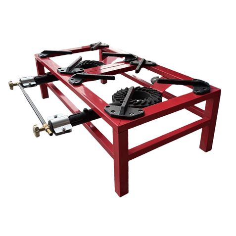 Muvip Mv0629 Hornillo A Gas Portatil Reforzado - Quemador De Hierro Fundido - Potencia 15Kw - Llave De Regulacion De Gas - Compatible Con Butano Y Propano - 2 Fuegos - Color Rojo
