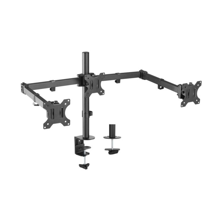Aisens Soporte De Mesa Giratorio E Inclinable 3 Pivotes 2 Brazos 3 Monitores (13"-27")