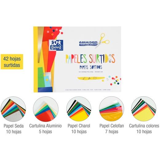Oxford Bloc Papeles Surtidos Manualidades 42H A4 Colores Surtidos
