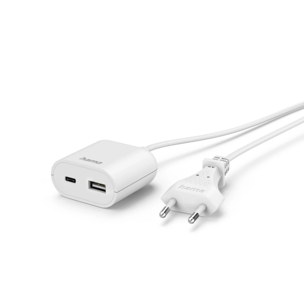 Hama Cargador Con Cable Integrado De 1.9M - 17.5W - Usb-C - Usb-A - Color Blanco