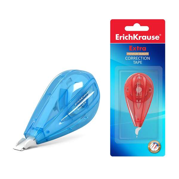 Erichkrause Extra Cinta Correctora 5Mmx6M - Ideal Para Correccion Rapida Y Segura - Secado Inmediato - Colores Surtidos Aleatorios