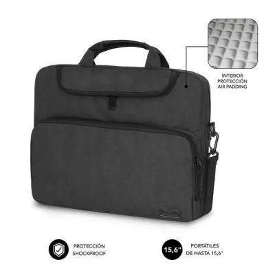 Subblim Maletin Para Portatiles De Hasta 15.6 Pulgadas - Proteccion Air Padding - Resistente Poliester Oxford - Repelente De Liquidos - Color Negro