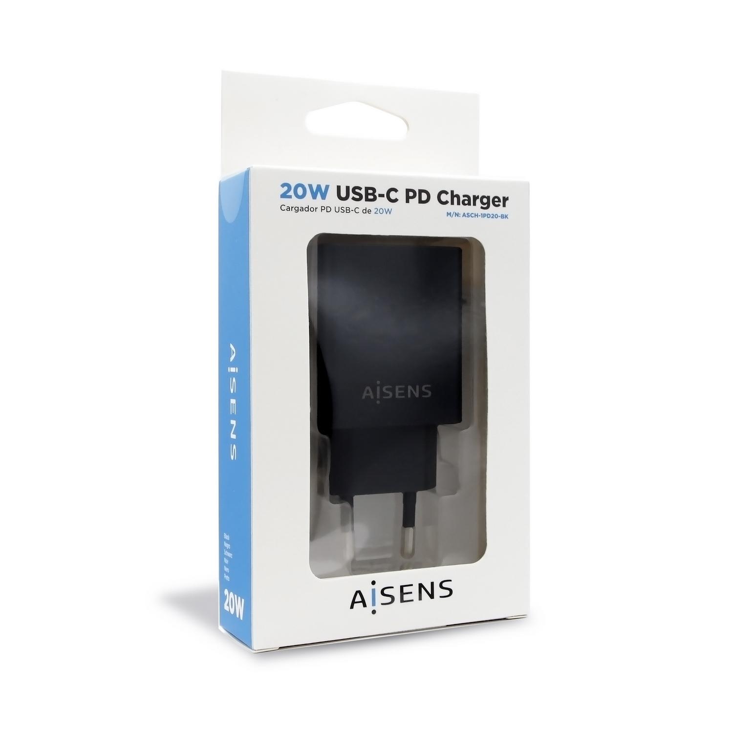 Aisens Cargador Usb-C Pd3.0 1 Puerto 1Xusb-C 20W, Negro