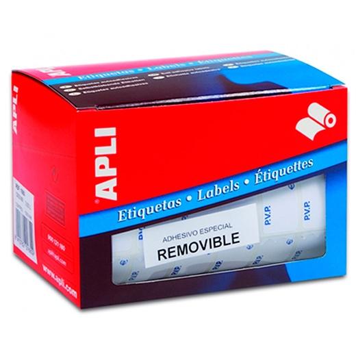 Apli Etiquetas Removibles Para Precios Impresas "Pvp" 16X22Mm Escritura Manual Rollo De 2520 Blanco
