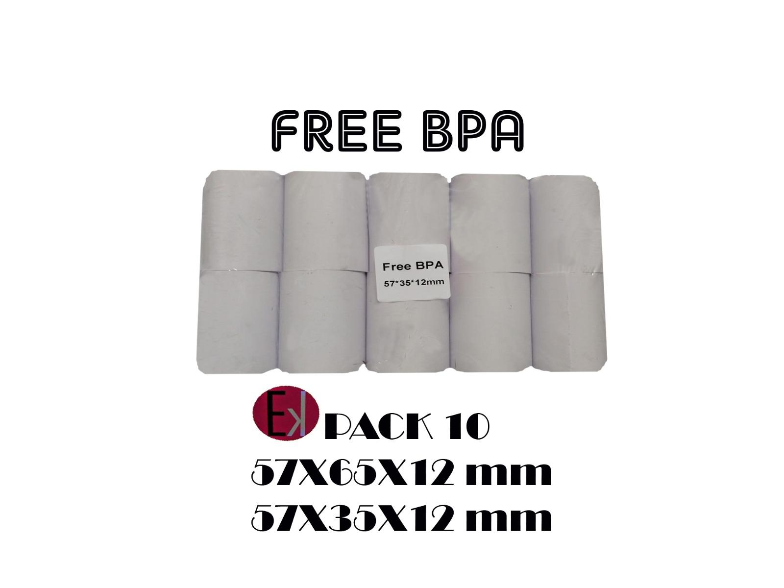 Ekrit Rollo Térmico Sin Bpa 57X55X12Mm 57Grs -10U-