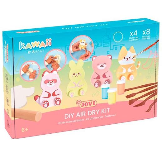 Jovi Kit Kawaii Con Pasta Endurecible Air Dry 500Gr + 4 Plantillas + Pinturas + Complementos