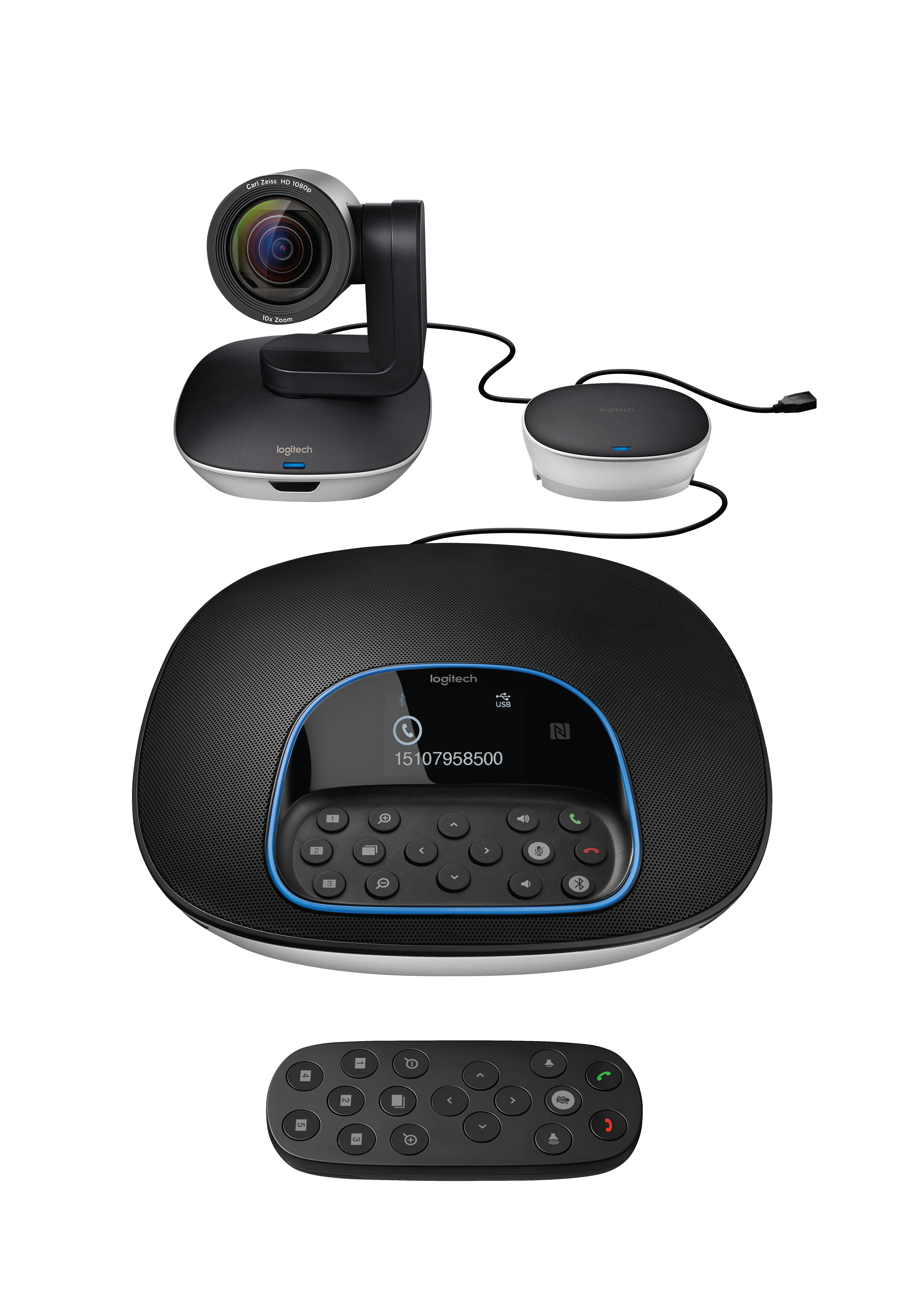 Logitech Group Sistema De Videoconferencias Webcam Hd 1080P - Usb 2.0 - Zoom 10X - Microfonos Integrados - Enfoque Automatico - Hasta 20 Personas - Color Negro