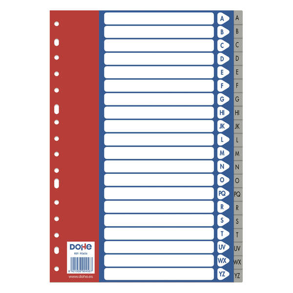 Dohe Separadores Para Archivadores Y Carpetas De Anillas A-Z 120 Micras Tamaño Folio - 20 Posiciones - Multitaladro De 16 Perforaciones