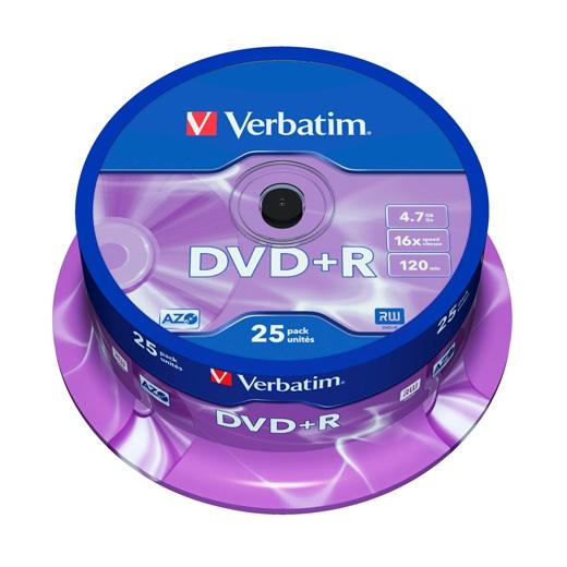 Verbatim Dvd+R, 4.7Gb, 16X, 25 Pack Spindle, Superficie Matt Silver