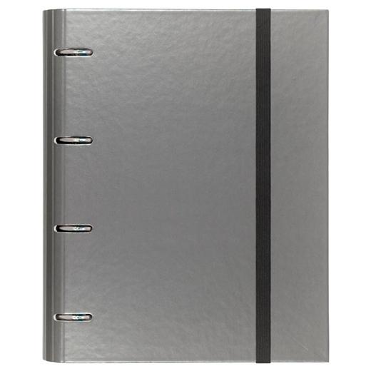 Carchivo Carpeta Anillas 4X35Mm Carpeblock Metal C/Recambio 100H A4 90Gr 1 Banda Color Cartón Plastificado Gris