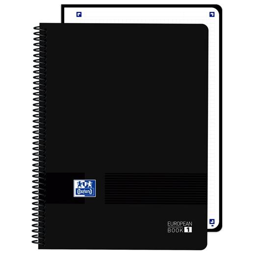 Oxford Cuaderno Europeanbook 1 Live&Go 80H A4+ 5X5 Microperforado T/Plástico Negro