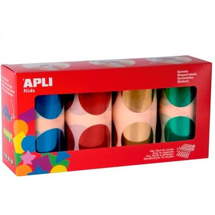 Apli Gomets Xxl Pack 4 Rollos Redondos Y Colores Surtidos Metalizados -5664 Unidades-