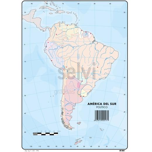 Selvi Mapa Mudo Político De America Del Sur A4 -50U-