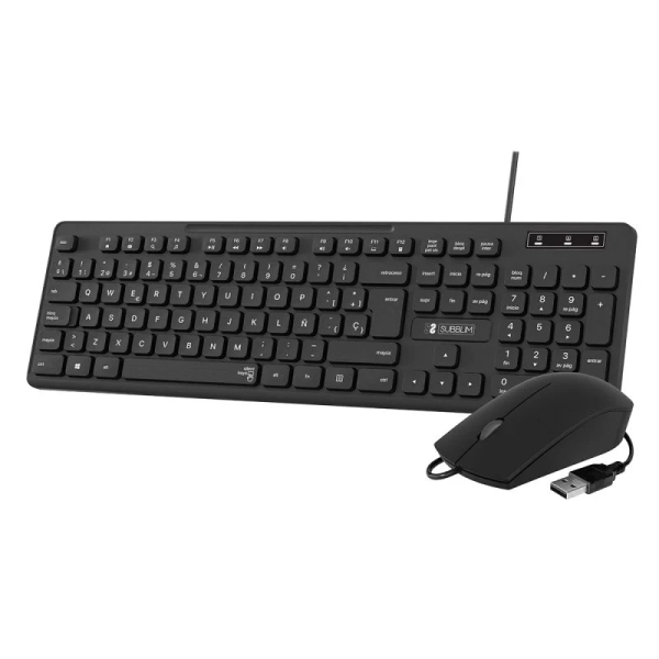 Subblim Combo Business Slim Silencioso Con Cable Usb - Teclado Y Raton - Teclas Ergonomicas De Bajo Perfil - Resistente A Derrames - Pulsaciones Silenciosas - Diseño Ergonomico - Color Negro