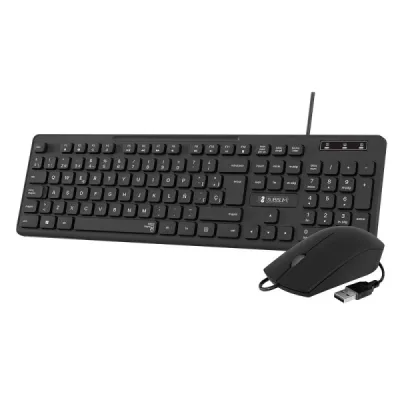 Subblim Combo Business Slim Silencioso Con Cable Usb - Teclado Y Raton - Teclas Ergonomicas De Bajo Perfil - Resistente A Derrames - Pulsaciones Silenciosas - Diseño Ergonomico - Color Negro