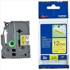 Brother Cinta Rotuladora Laminada Super Adhesiva Texto Negro Sobre Amarillo - 12Mmx8M