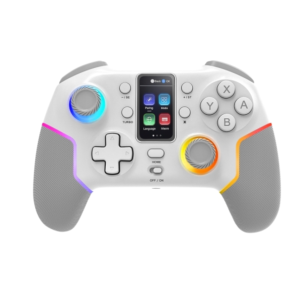 GAMEPAD BLUETOOTH MARS GAMING MGPV3W PANTALLA LCD BT+2.4G+USB MULTIPLATAFORMA HALL EFFECT BLANCO