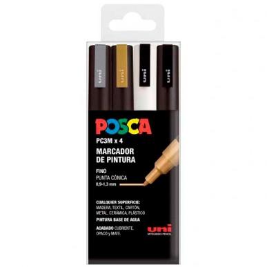 Posca Marcador  Pc-3M/4C No Permanente Punta Fina 0.9Mm-1.3Mm Colores Surtidos Gswb -Estuche 4U-
