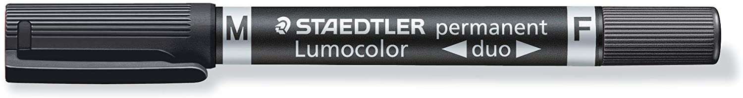 Staedtler Lumocolor 348 Rotulador Permanente De Doble Punta M Y F - Secado Rapido - Color Negro