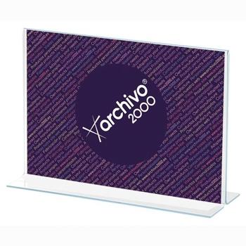 Archivo 2000 Expositor Sobremesa En Forma De T Din A4 Horizontal 85X300X215 Mm Cristal Transparente