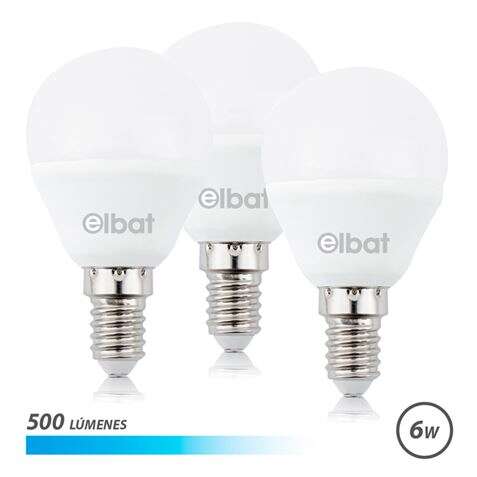 Elbat Pack De 3 Bombillas Led G45 De 6W - 500Lm - Base E14 - Luz Fria
