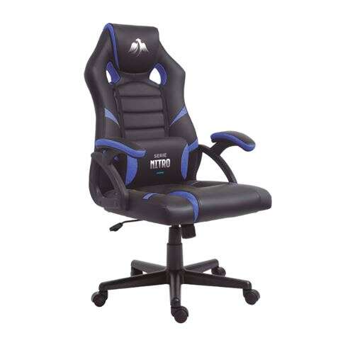 Cromad Serie Nitro Silla Gaming - Altura Regulable Con Piston De Gas Clase 2 - Cojin Lumbar - Color Negro/Azul