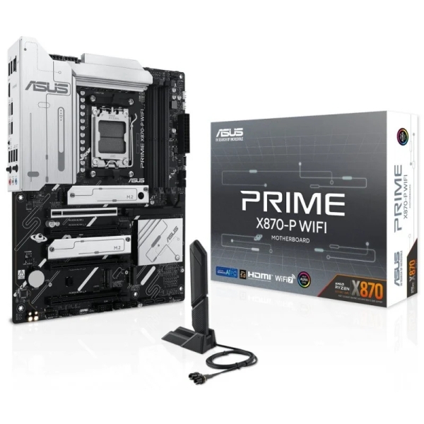 Asus Prime X870-P Wifi Placa Base Am5 -Wifi 7, Bluetooth, 4X Ddr5, 4X M2, 4X Sata Iii, Pcie 4.0, 5.0, Usb 2.0, 3.2, Usb-C, Rj-45, Hdmi, Displayport - Factor De Forma Atx