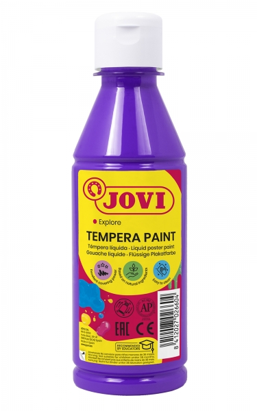 Jovi Tempera Liquida 250Ml - Base Agua - Lista Para Usar - Secado Rapido - Excelente Fluidez - Adherencia En Multiples Superficies - Color Violeta