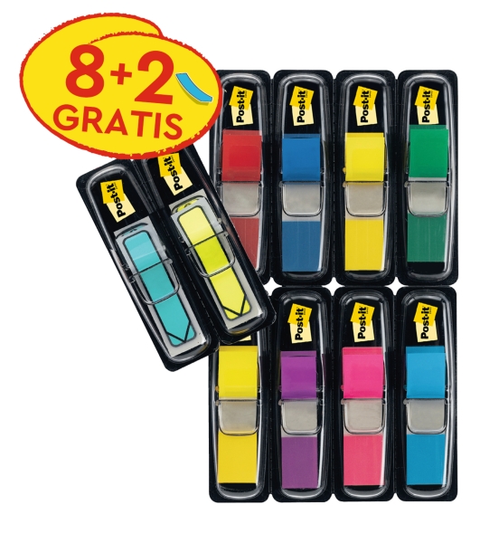 Post-It Index Pack De 10 Dispensadores Con 35 Marcadores De Indice Reposicionables - Forma Rectangular - Colores Surtidos