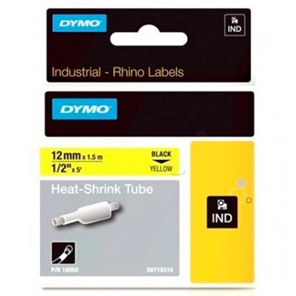 Dymo Rhino Cinta  Id1-12, Negro Sobre Amarillo, 12Mmx1´5M, Tubo Termorretractil (S0718310)