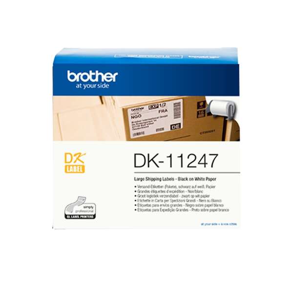 Brother Dk11247 - Etiquetas Originales Precortadas Para Envios Grandes - 103X164 Mm - 180 Unidades - Texto Negro Sobre Fondo Blanco