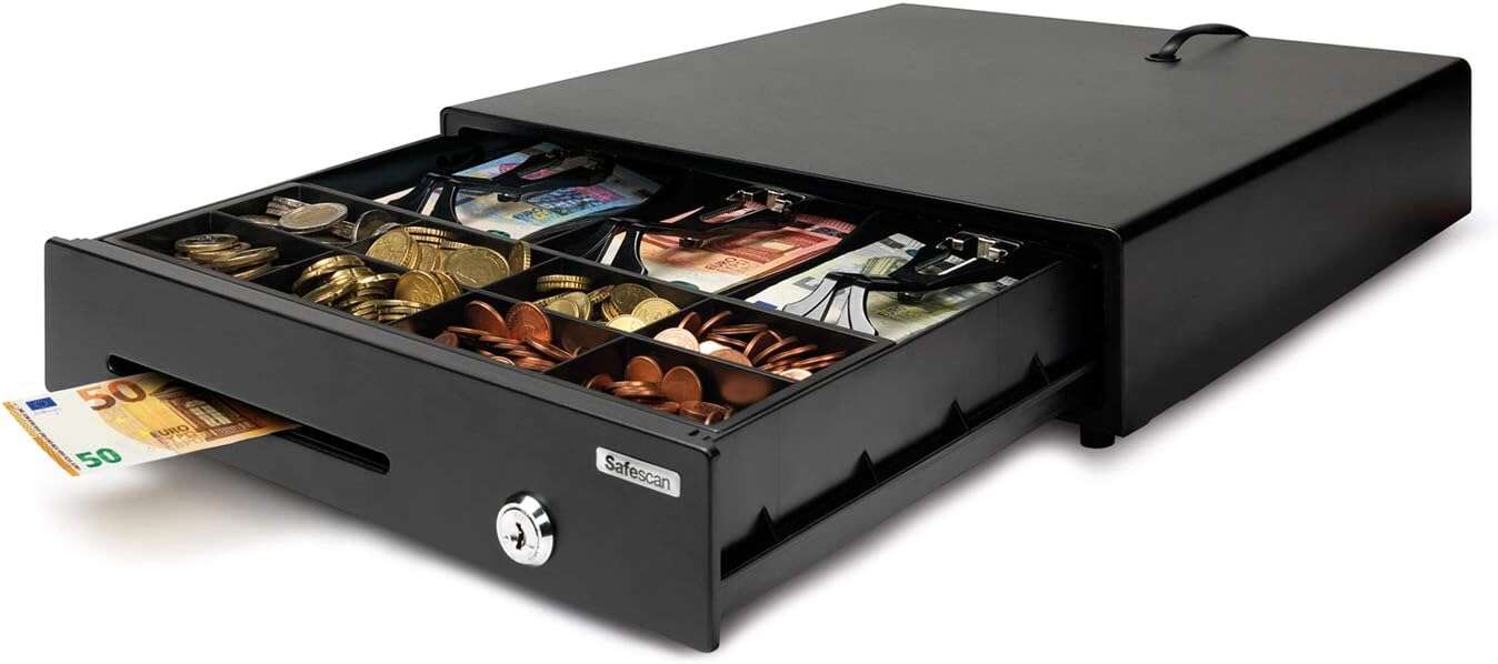 Safescan Ld-3336 Cajon Portamonedas - 8 Compartimentos Para Monedas - 3 Compartimentos Para Billetes - Hasta 500.000 Aperturas