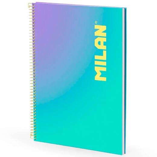 Milan Cuaderno Espiral A4 90H 95Gr Cuadrícula 5X5 Tapa Dura Colección Sunset Turquesa
