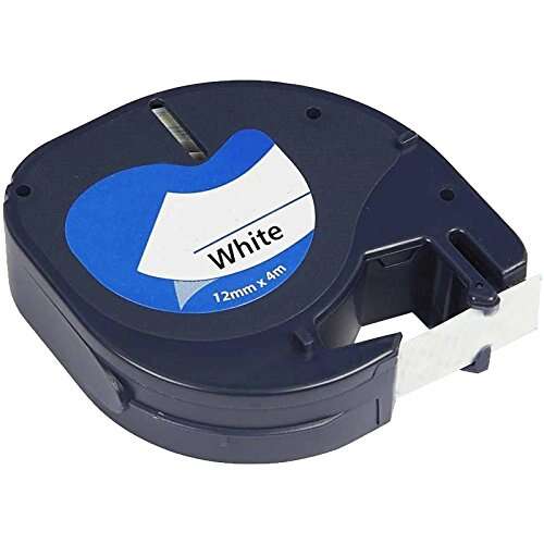 Dymo Letratag S0721610/S0721660 Cinta De Etiquetas Generica Para Rotuladora - Texto Negro Sobre Fondo Blanco - Ancho 12Mm X 4 Metros (91201/91221)