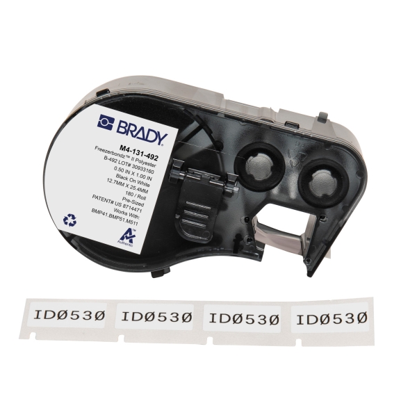 Brady M4-131-492 Cinta De Etiquetas Original Poliester Ultrafinas Para Laboratorio - Texto Negro Sobre Fondo Blanco - Ancho 25,40Mm X Alto 12,70Mm