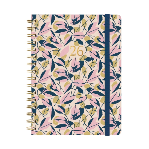 Finocam You Agenda De Espiral - Anual 2026 - Planificador - Cierre De Goma - Formato E10 - 172X19X220Mm - Semana Vista Horizontal - Tematica De Hojas