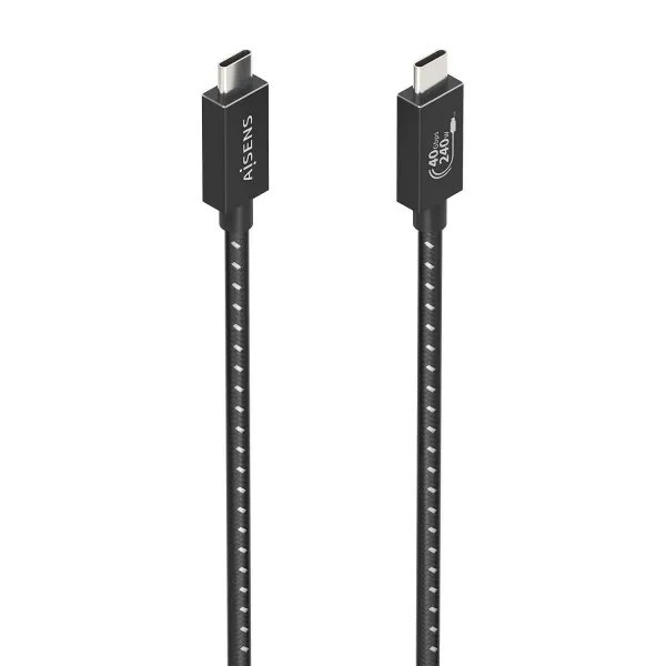 Aisens Cable Usb4 Gen3X2 Aluminio 40Gbps 8K@60Hz 5A 48V 240W E-Mark - Tipo Usb-C/M-Usb-C/M - 0.5M - Color Negro
