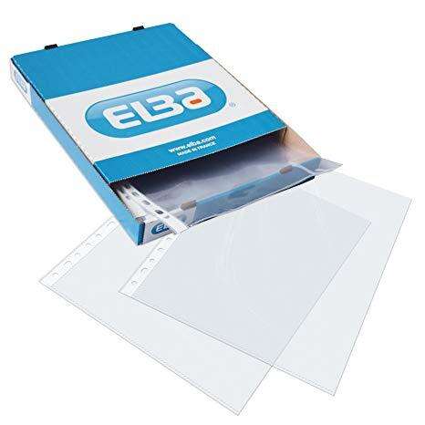 Elba Pack De 100 Fundas Multitaladro Pp 90 Micras - Tamaño Folio - Acabado Piel Naranja - Transparente