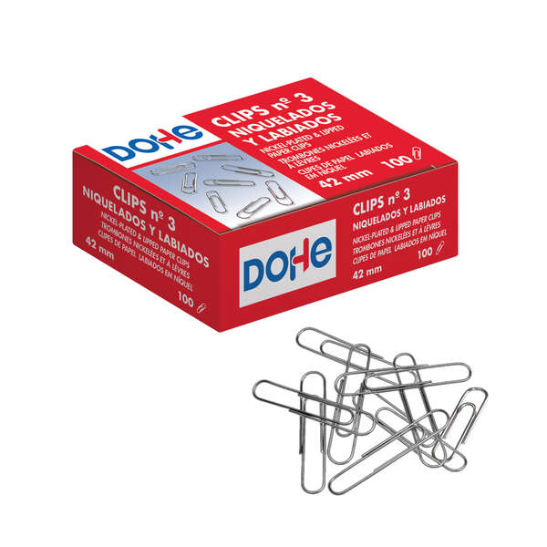 Dohe Pack De 100 Clips Labiados Nº3 42Mm - Niquelados