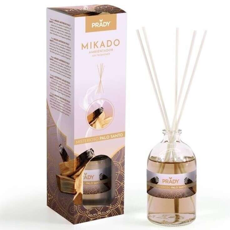 Prady Ambientador Mikado Misterioso Palo Santo - Frasco De Cristal 100Ml Y Varitas Difusoras