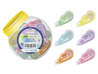 Bismark Mini Cinta Correctora Pastel 5Mm X 5M - Correccion Instantanea - No Deja Huella En Fotocopias